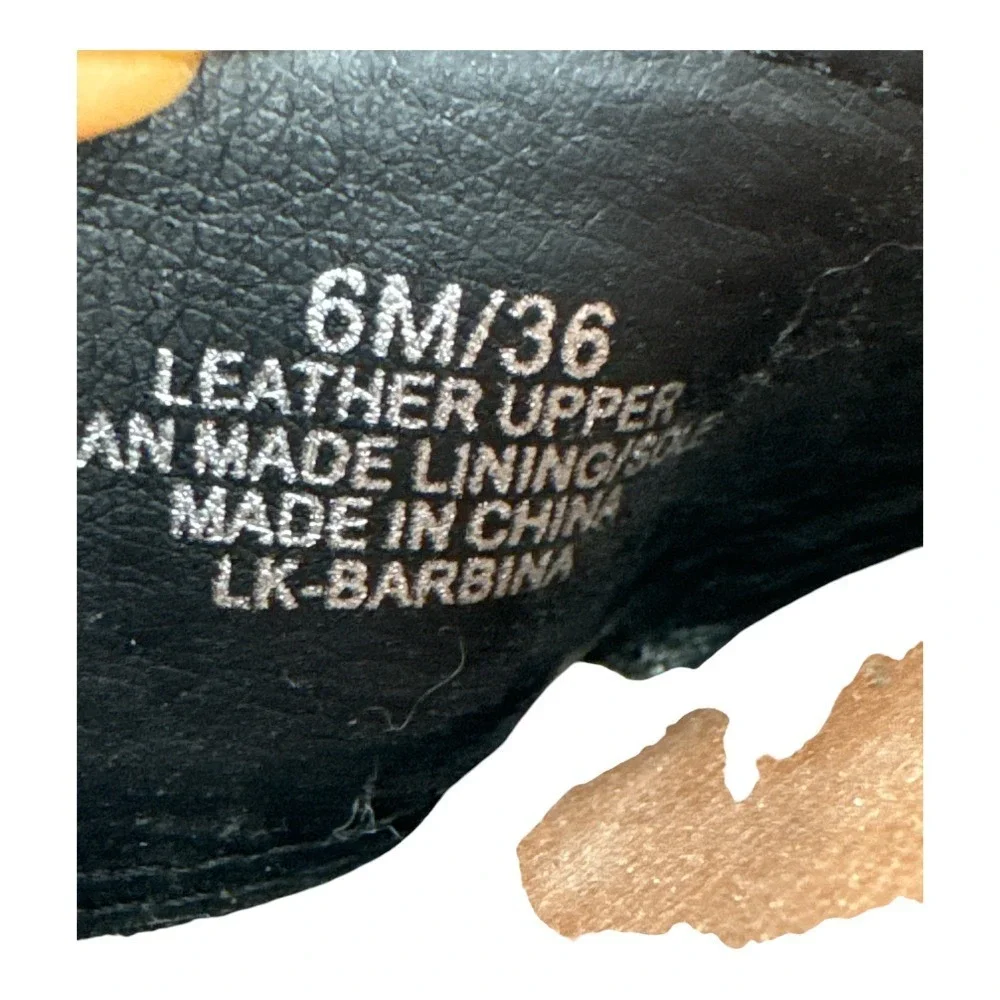 Lucky Brand Barbina Leather Heeled Sandals Black Size 6 Open Toe‎ Bootie Summer